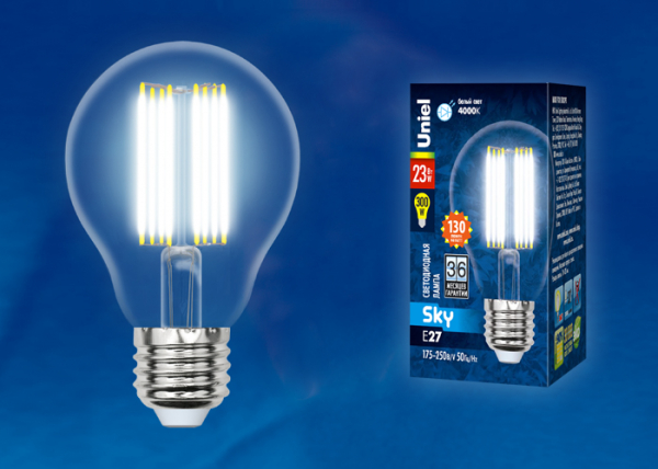 Светодиодная лампа Uniel LED-A70-23W/4000K/E27/CL PLS02WH Серия Sky.