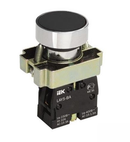 Кнопка управления IEK LAY5-BA21  без подсветки черная 1з