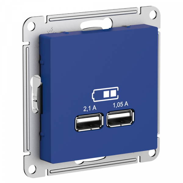 USB Розетка A+A 5В/21 А 2х5В/105 А ATLAS DESIGN механизм АКВАМАРИН
