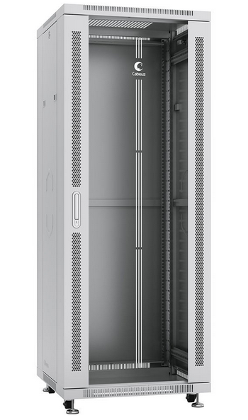 Cabeus SH-05C-42U80/100 Шкаф монтажный телекоммуникационный 19&quot; напольный для распределительного и серверного оборудования 42U 800x1000x2055mm (ШхГхВ) передняя стеклянная и задняя сплошная металлическая двери, ручка с замком, цвет серый (RAL 7035)