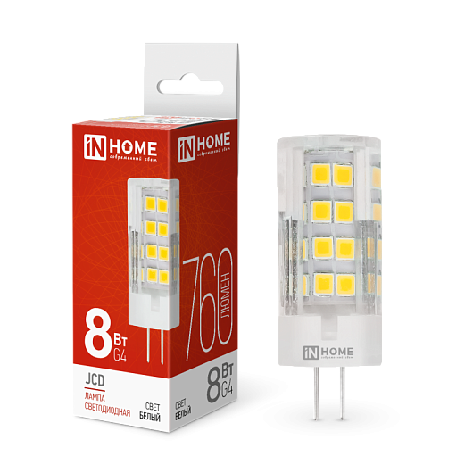Светодиодная лампа IN HOME G4 LED JCD 8Вт 230В 4000К 760Лм