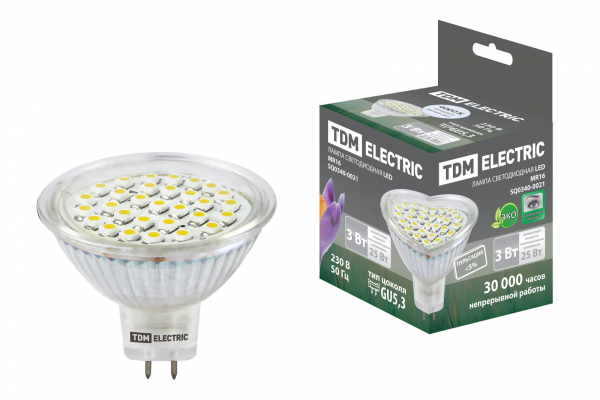 Светодиодная лампа TDM MR16  3Вт 220В 4000К GU5,3