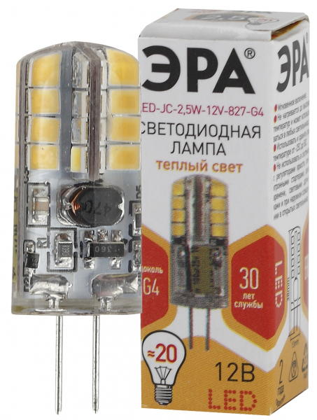 Светодиодная лампа ЭРА G4 LED smd JC 2,5Вт 12В 2700К