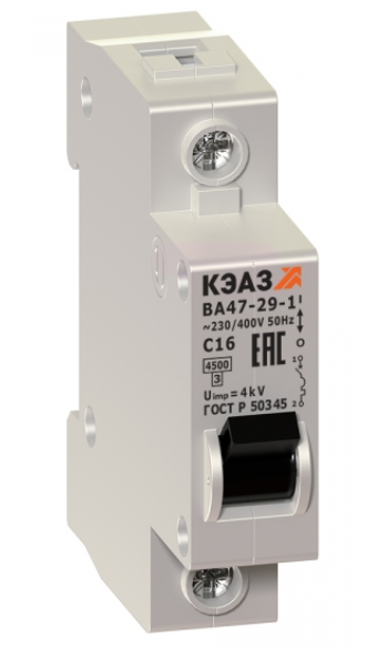 Автоматический выключатель 1П   6А характеристика C  4,5кА  КЭАЗ  ВА47-29-1С6-УХЛ3  вывод из продажи заменен на код 6259473