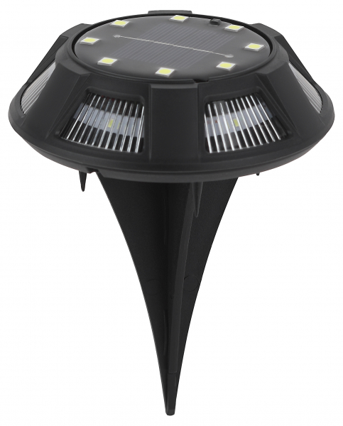 Садовая подсветка Таблетка на солнечной батарее, сталь, пластик, 8 LED, 11,5*11,5*3 см ERAST024-01 ЭРА