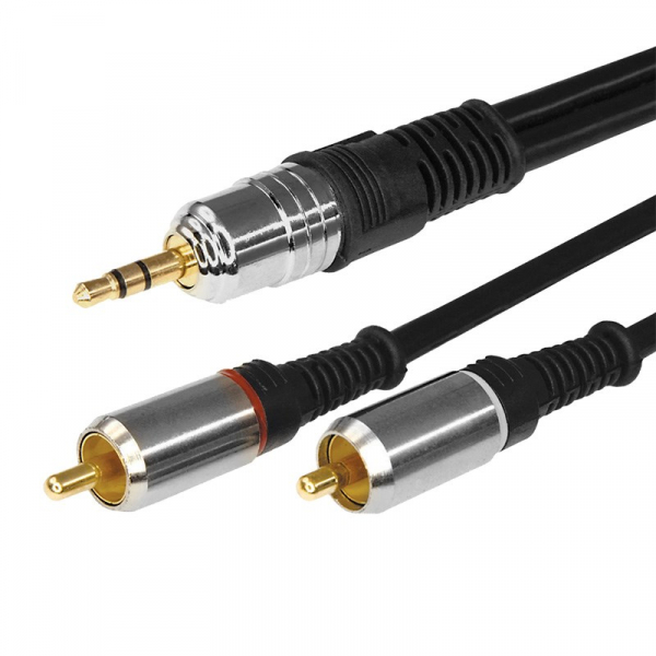 Шнур 3.5 Stereo Plug - 2RCA Plug  5М  (GOLD) - металл  REXANT 17-4225