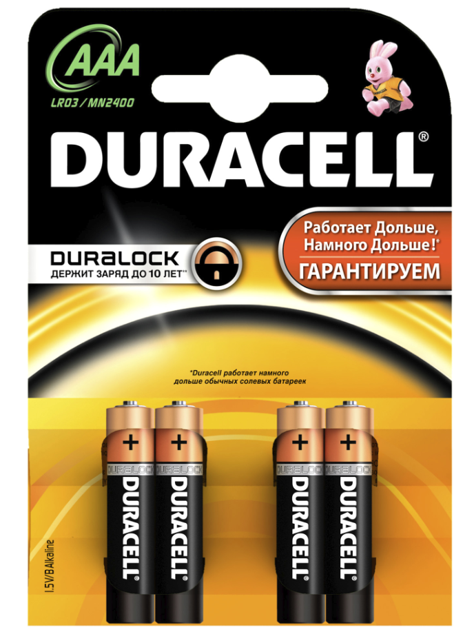 Элемент питания DURACELL LR03-4BL BASIC (кратно 4)