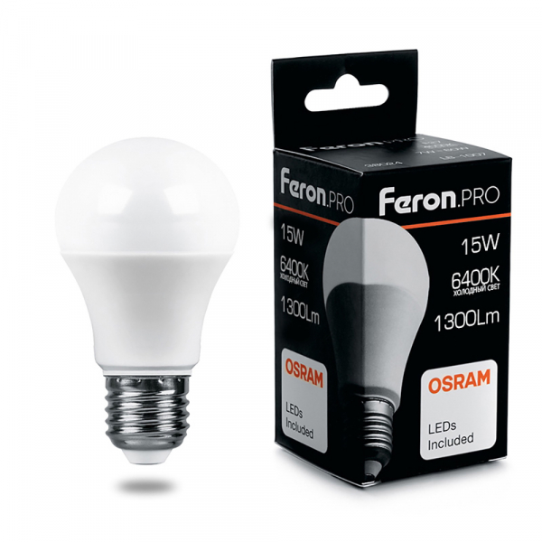 Светодиодная лампа Feron А60 15Вт 230В 6400K OSRAM E27