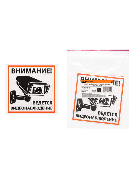 Плакат &quot;Внимание! Ведётся видеонаблюдение&quot; 200х200мм TDM