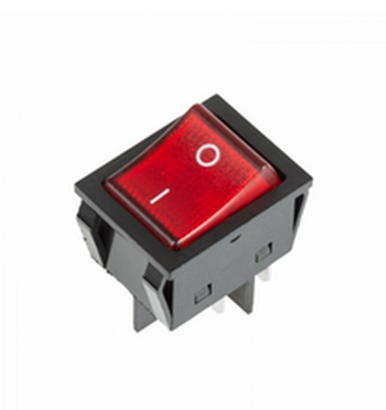 Выключатель клавишный 250 V 25 А (4с) ON-OFF красный с подсветкой  REXANT 36-2343