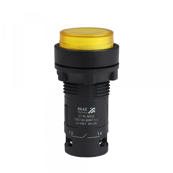 Кнопка с подсветкой OptiSignal Compact D22 С7-PL-M510 желтая 1НО 230 В AC XB7NW35M1 (кратно 1)