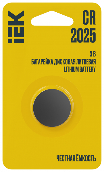 Элемент питания дисковый литиевый IEK CR2025 (1шт/блистер)