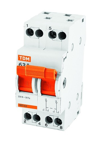 Выключатель Нагрузки  2П  40А  TDM  МП-63  переключатель модульный 3-позиционный