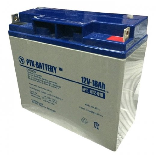 Аккумуляторная батарея PTK-BATTERY АКБ 12V-18Ah герметизированная необслуживаемая с системой рекомбинации газов (180*77*168мм)