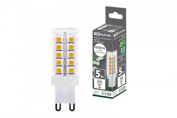 Светодиодная лампа TDM G9 5Вт 230В 6500К SMD 16x49 мм