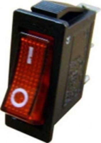 Переключатель клавишный TDM YL-202-03 черный корпус красная клавиша 2 положения 1з