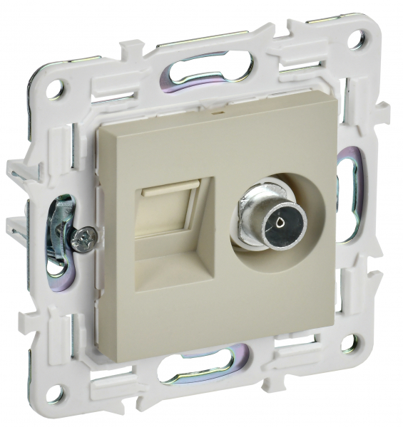 Розетка двойная TV+RJ45 категория 5E SKANDY SK-A14B БЕЖЕВЫЙ IEK