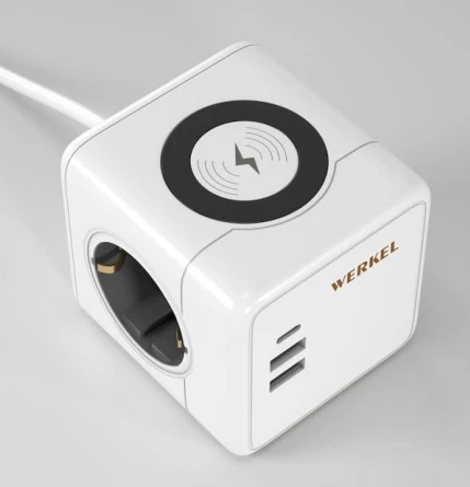Удлиннитель Куб 3 гнезда1,5м +3хUSB +З/У W6513501 белый Werkel a066454