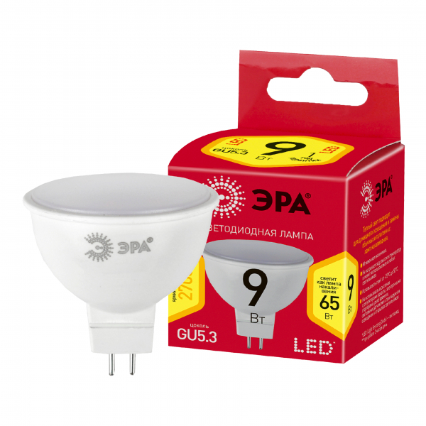Светодиодная лампа ЭРА RED LINE LED LED MR16-9W-827-GU5.3 R 9 Вт софит теплый белый свет