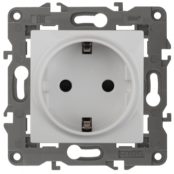 Розетка с заземлением  со шторками 16A 250В IP20 ЭРА Elegance Белый 14-2102-01