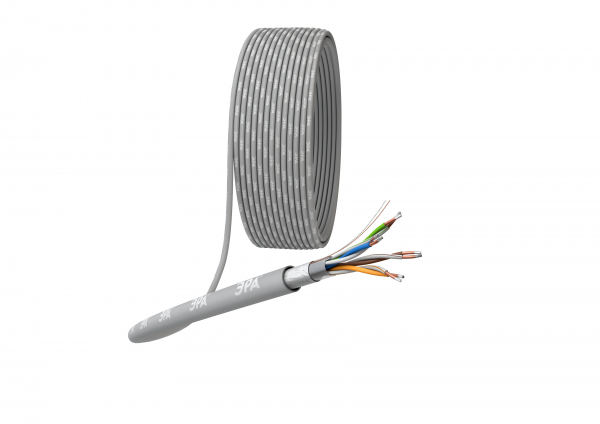 Кабель информационный F/UTP кат.5е 4x2x24AWG(0,50мм) 305м CCA (омедненка) PVC SIMPLE solid серый  витая пара ЭРА