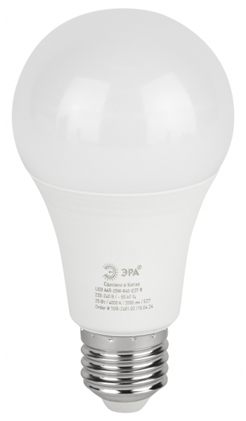 Лампочка светодиодная ЭРА GREEN LINE LED A60-25W-840-E27 GL E27 25 Вт груша яркий белый свет (кратно 1)