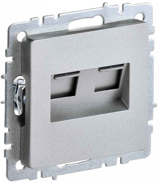 Розетка компьютерная двойная RJ45 категория 5E BRITE РК10-2-БрА АЛЮМИНИЙ IEK