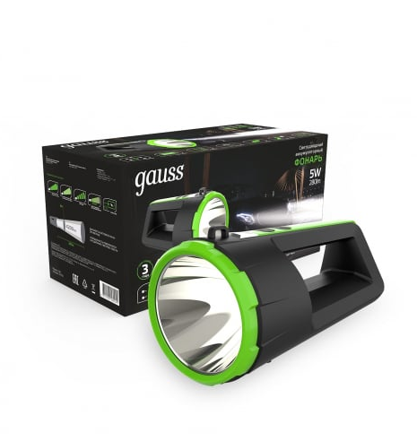 Фонарь прожекторный Gauss модель GFL701 5W 280lm Li-ion 5000mAh диммируемый LED 1/10/30