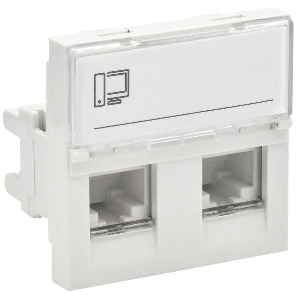 Розетка RJ45 категория 5E 2 модуля 2 входа ПРАЙМЕР РКИ-22-00-П-5 БЕЛЫЙ IEK