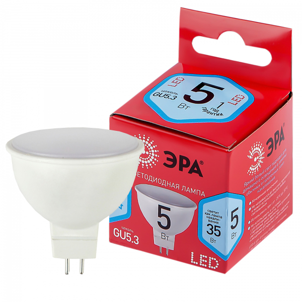 Светодиодная лампа ЭРА LED MR16-5W-840-GU5.3 R