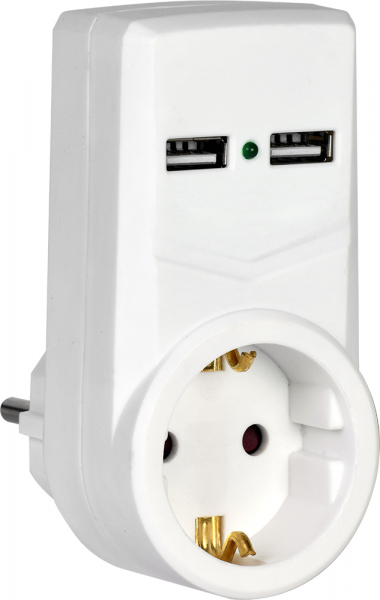 Адаптер 1 гнездо с заземлением 16А 2хUSB 21A Белый Т-01/01 IEK WTP10-16-01-ZKU-K01
