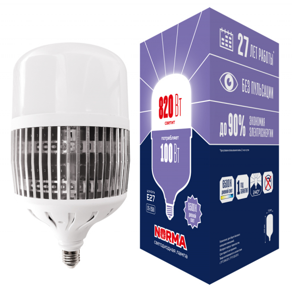 Светодиодная лампа Uniel LED-M80-100W/6500K/E27/FR/NR матовая.
