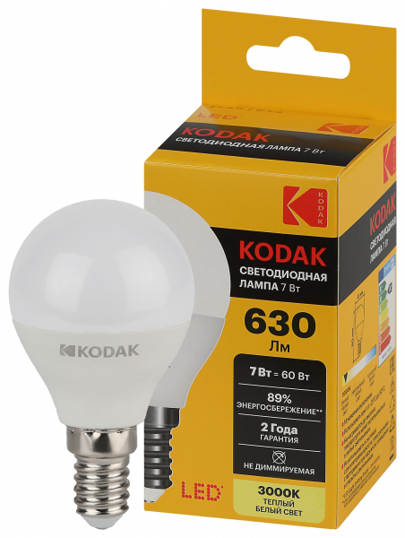 Светодиодная лампа &quot;шарик&quot; Kodak P45 7Вт 830 7Вт E14 теплый белый свет