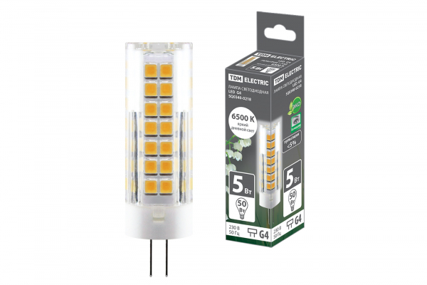 Светодиодная лампа TDM G4 5Вт 230В 6500К SMD 16x55 мм