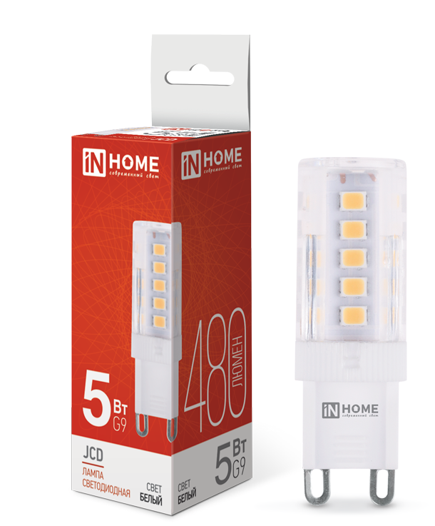 Светодиодная лампа IN HOME G9 LED JCD 5Вт 230В 4000К 480Лм