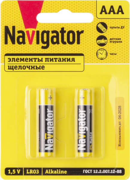 Батарейка AAA Navigator 93 963 NBT-NPE-LR03-BP2 (кратно 2)