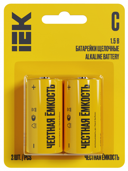 Батарейка щелоч. Alkaline LR14/C (2шт/упаковка) IEK