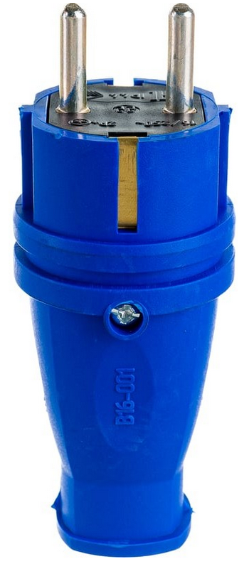 Вилка с заземлением Каучук 16А IP44 Синяя В 16-001 RPG16-21-441 Feron 39161