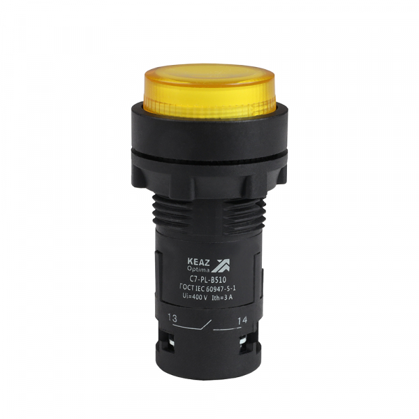 Кнопка с подсветкой OptiSignal Compact D22 С7-PL-B510 желтая 1НО 24 В AC/DC XB7NW35B1 (кратно 1)