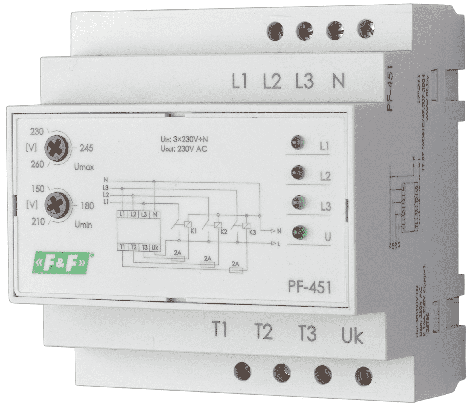 Евроавтоматика PF-451 автоматический переключатель фаз 16А 380/230V AC