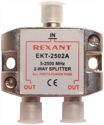 Делитель REXANT на 2TV F разъём 5-2500 МГц СПУТНИК 05-6201 05-6201