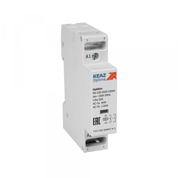 Контактор модульный  20А 230В 1НО+1НЗ AC AC MK-100-2011-230AC OptiDin 321131 КЭАЗ