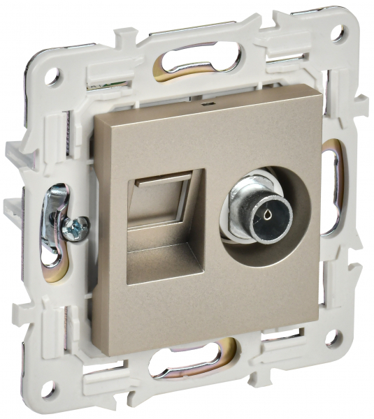 Розетка двойная TV+RJ45 категория 5E SKANDY SK-A14Sh ШАМПАНЬ IEK
