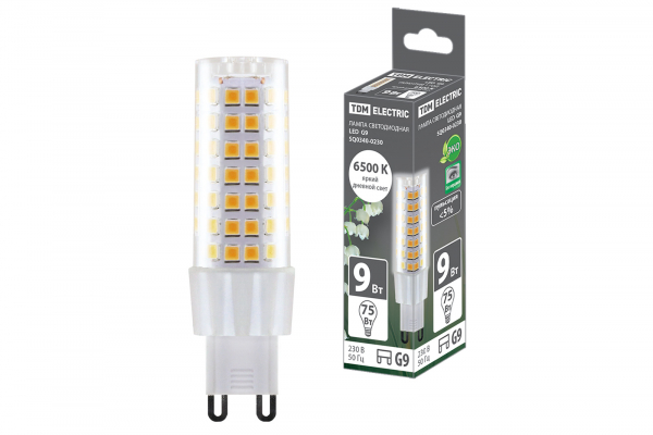 Светодиодная лампа TDM G9 9Вт 230В 6500К SMD 21,5x70,5 мм