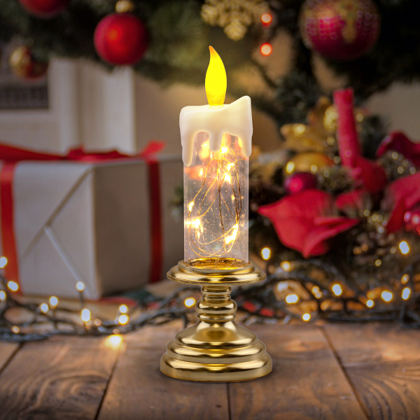 EGNDS-03 ЭРА Новогодний декоративный светильник Свеча, теплый белый, 10 LED, h 20 см, 2*ААА, IP20