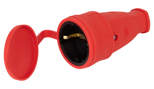 Каучук Роз. прямая с/з 16А 220В  IP44 RX10-R-IP44 красная ЭРА