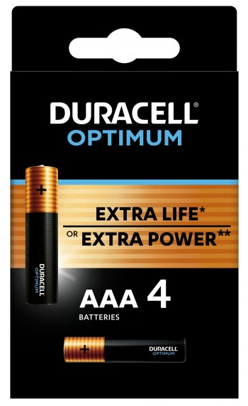 Элемент питания DURACELL 5014062 ААА алкалиновые 1,5v 4 шт. LR03-4BL Optimum (кратно 4)