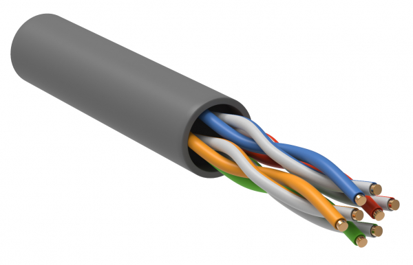 U/UTP кат.5Е  4x2х24AWG solid LSZH серый Кабель витая пара ITK (бухта 100)