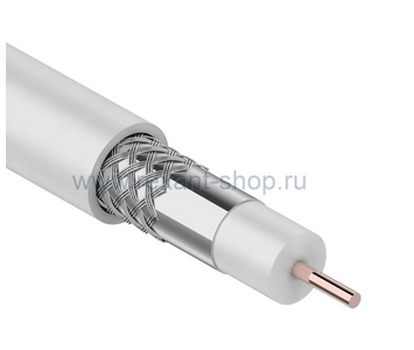 RG-6U, (64%), 75 Ом, белый   (омедненка) кабель бухта100м 01-2201 REXANT