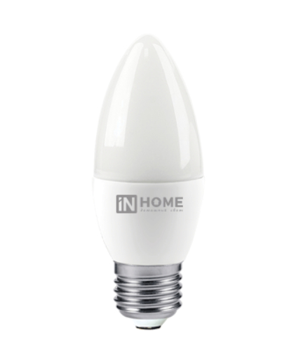 Светодиодная лампа IN HOME С37  6Вт 230В 4000К Е27